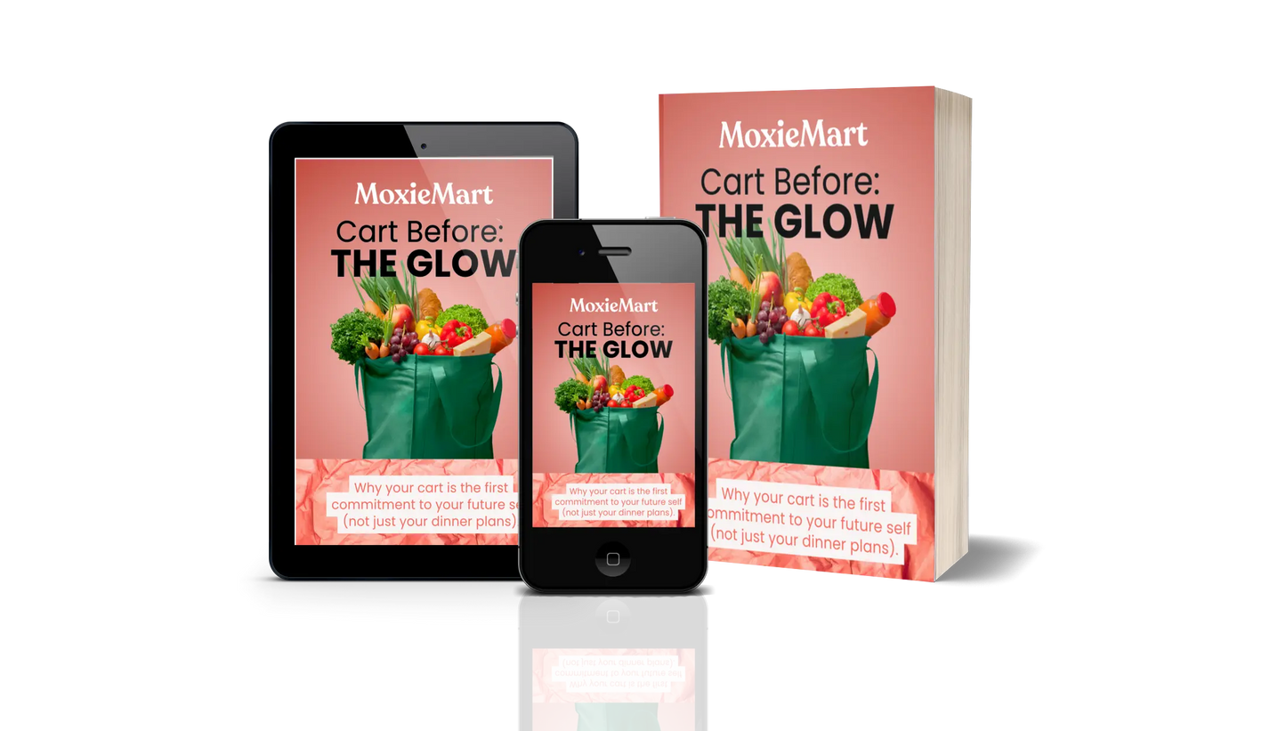 Cart Before the Glow digital course cover for clean eating foundations and confident grocery shopping