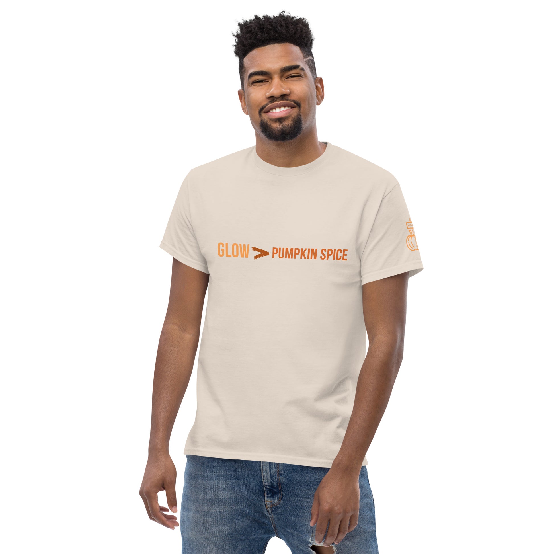 Glow > Pumpkin Spice Tee on natural Gildan tee