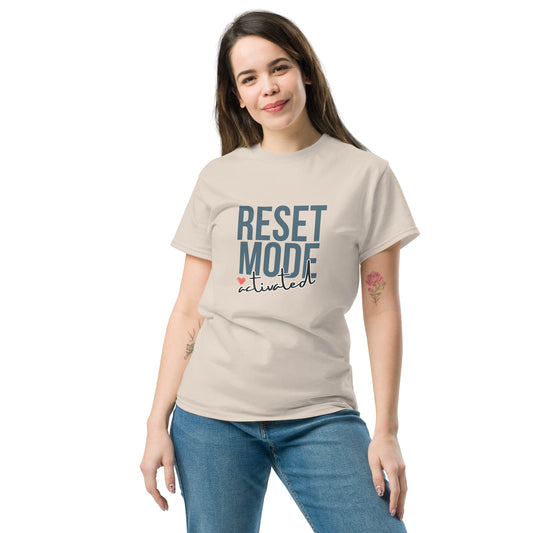 Woman Wearing Reset Mode: Activated Tee in Natural