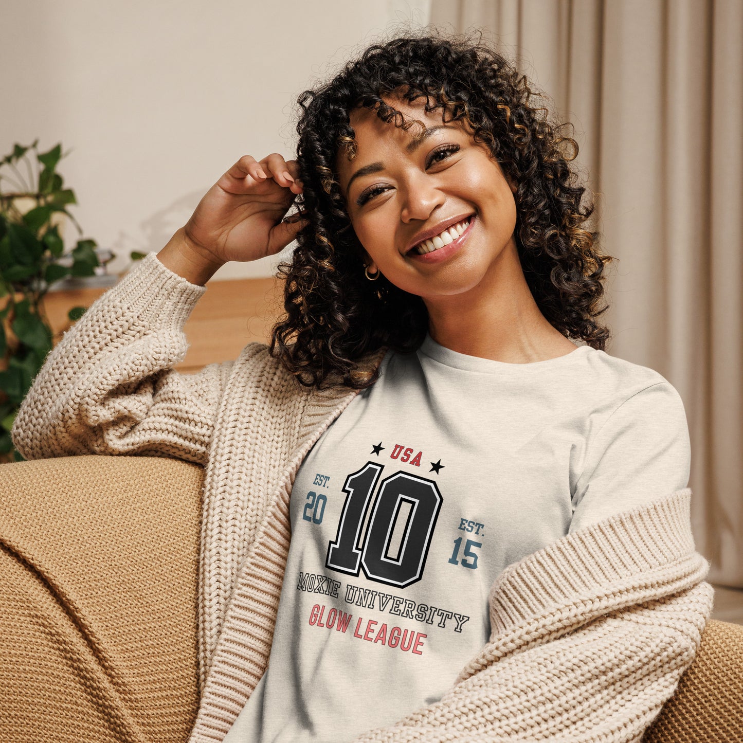 Moxie University Glow League Tee in Heather Prism Natural